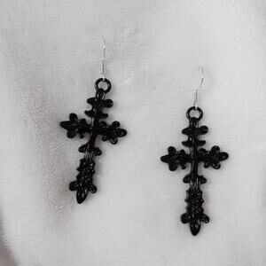 Black color cross earrings